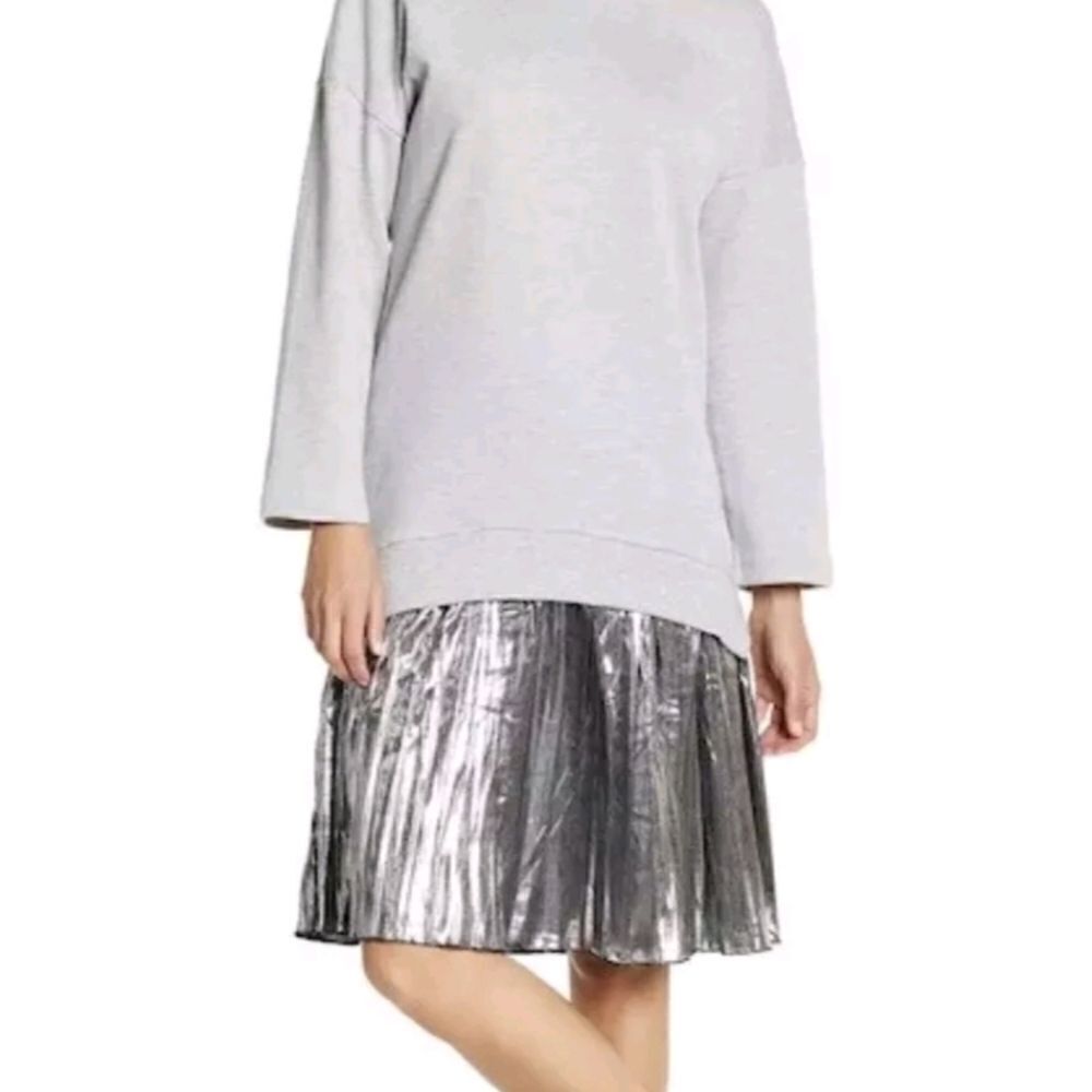 Sweatshirt Tunic With Attached Metallic Skirt